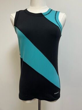 Women's Black & Teal Sleeveless Athletic Tank
